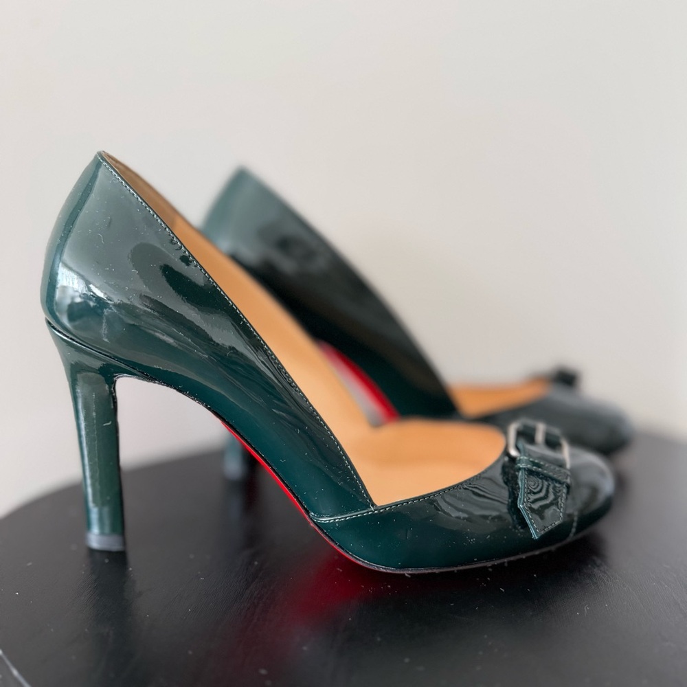 Christian Louboutin Dark Green Patent Leather Lilibelt 85 Pumps - US 6 (36) NWT - Picture 2 of 8